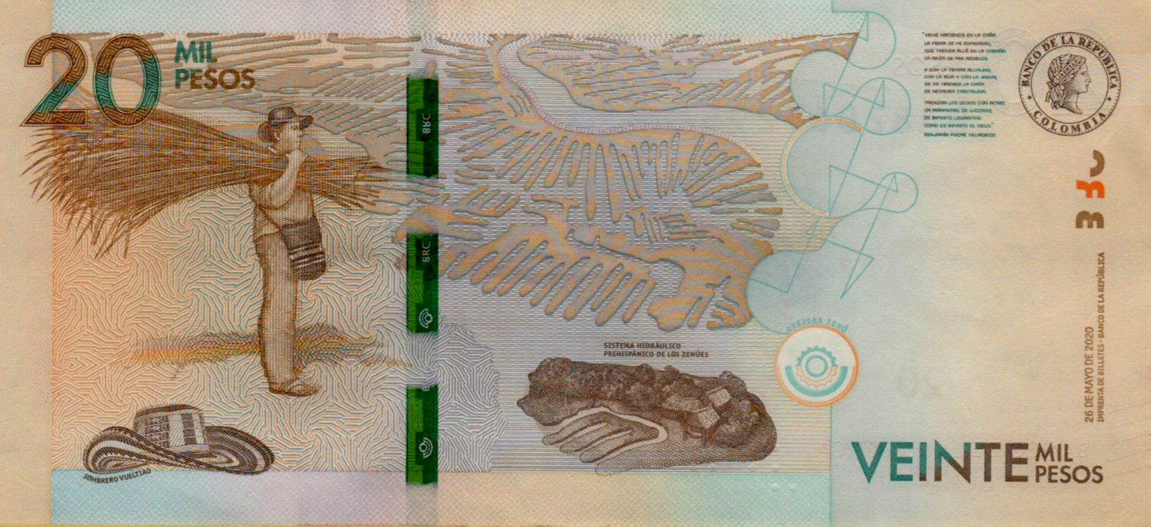 Colombia 20 2020 UNC P-461/f